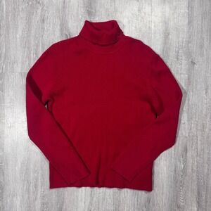 Lauren Ralph Lauren Womens Red Ribbed Turtleneck Sweater Size M